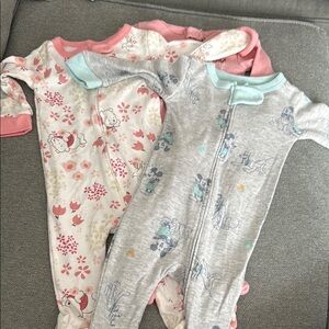 Kids One Piece Pajamas - Pink and Gray